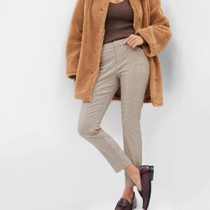 Crosby Mid Rise Plaid Ankle Length Skinny Leg Trouser Pants